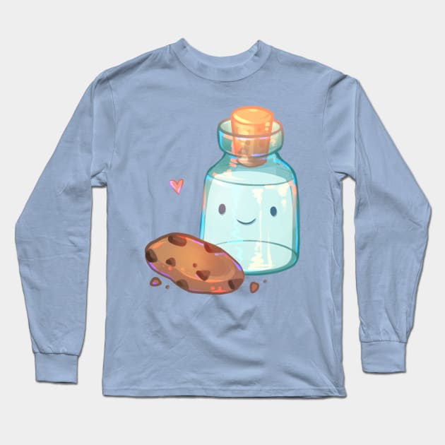 Cute Milk Jug and Cookie Long Sleeve T-Shirt by Claire Lin